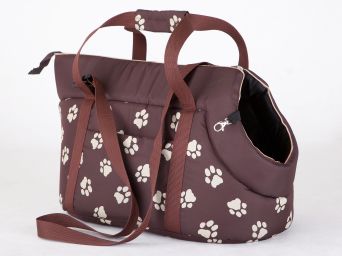 Transporttasche für Hunde braun mit Pfoten