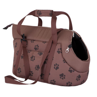 Transporttasche für Hunde hellbraun mit Pfoten
