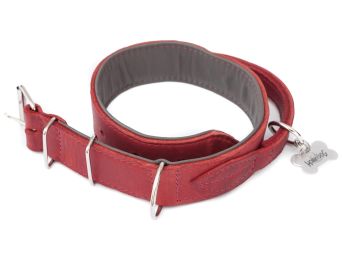Verstellbares Hundehalsband aus Leder mit Griff, Farbe Esche