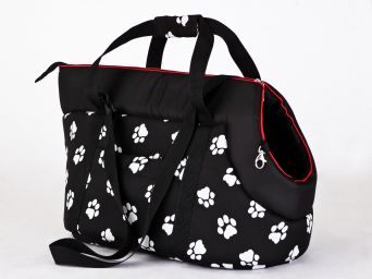 Transporttasche für Hunde schwarz mit Pfoten